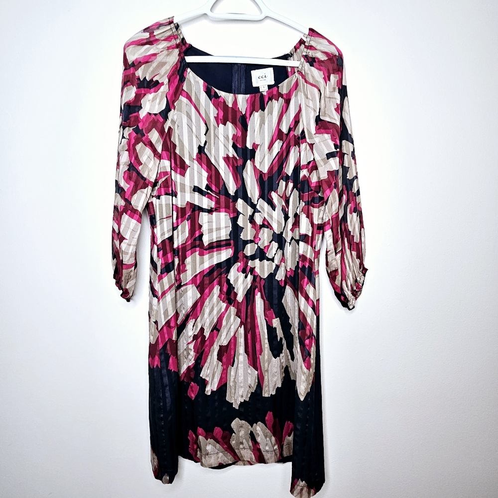 Eci Silk Floral Abstract Dress 8